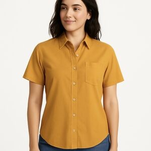 Venezia Yellow Vintage Womens Button Down Blouse Size 14/16
